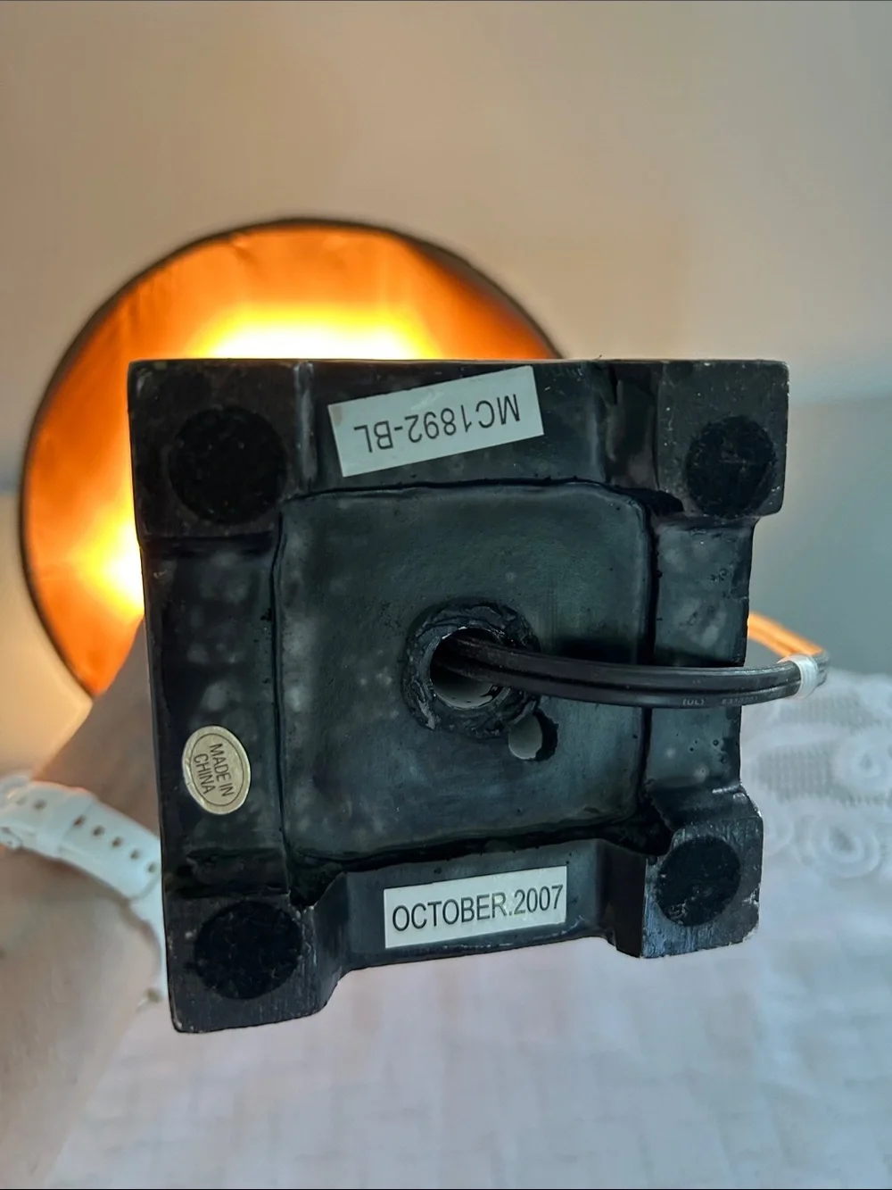 Vintage Brown Pineapple Lantern Table Lamp with Brown Shade